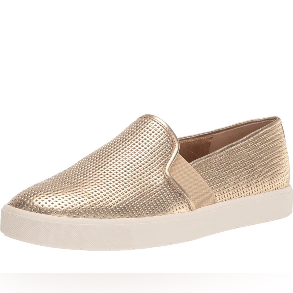 VINCE. Blair Slip On Sneakers Perforated LEATHER Champagne Gold Metallic 6.5